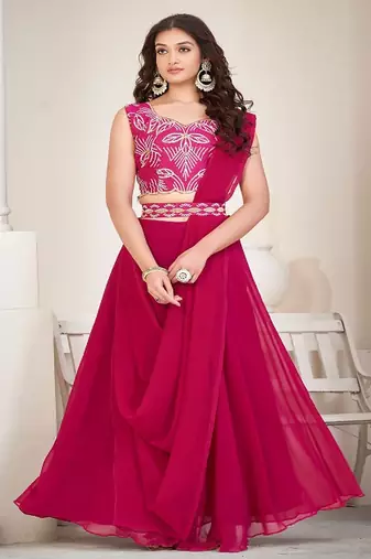 Women Embroidered Thread Work Semi Stitched Lehenga Choli