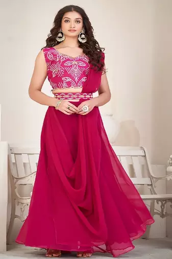 Women Embroidered Thread Work Semi Stitched Lehenga Choli