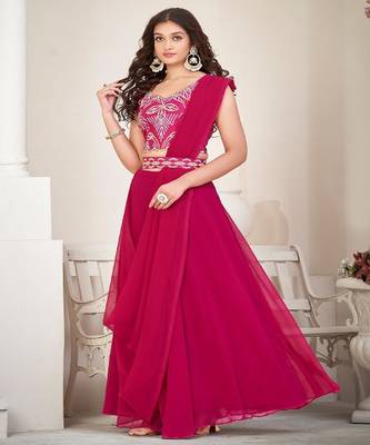 Women Embroidered Thread Work Semi Stitched Lehenga Choli 4