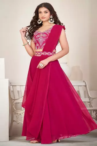 Women Embroidered Thread Work Semi Stitched Lehenga Choli