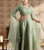 Jashn Foil Print Lehenga & Blouse With Dupatta