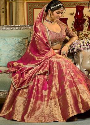 Ready to Wear Embroidered V Neck Flared Lehenga  & Blouse With Dupatta 1