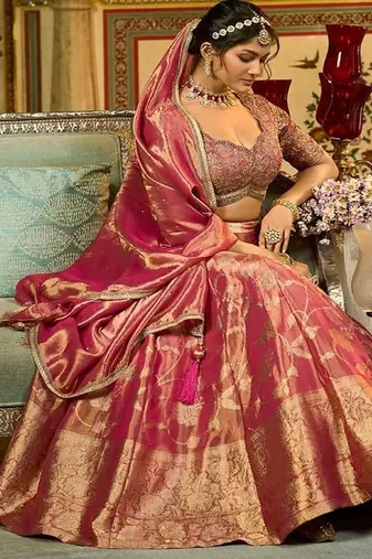 Ready to Wear Embroidered V Neck Flared Lehenga  & Blouse With Dupatta