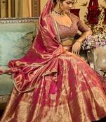 Ready to Wear Embroidered V Neck Flared Lehenga  & Blouse With Dupatta