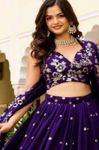 Embellished Beads and Stones Semi Stitched Lehenga & Unstitched Blouse With Dupatta