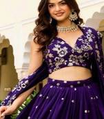 Embellished Beads and Stones Semi Stitched Lehenga & Unstitched Blouse With Dupatta