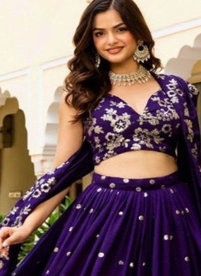 Embellished Beads and Stones Semi Stitched Lehenga & Unstitched Blouse With Dupatta
