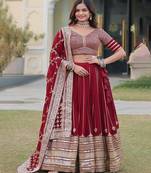 Embroidered Sequinned Ready to Wear Lehenga & Unstitched Blouse With Dupatta