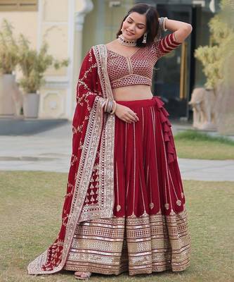 Embroidered Sequinned Ready to Wear Lehenga & Unstitched Blouse With Dupatta 3