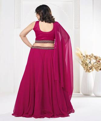 Embroidered V Neck Semi Stitched Lehenga & Ready to Wear Blouse With Dupatta 4