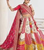 Embroidered Banarasi Silk Semi Stitched Panelled Lehenga & Unstitched Blouse With Dupatta