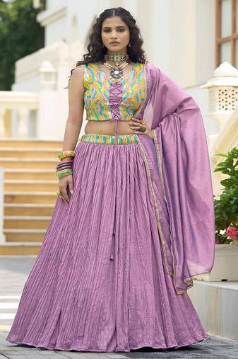 Emroidered Thread Work Ready To Wear Lehenga & Unstitched Blouse With Dupatta