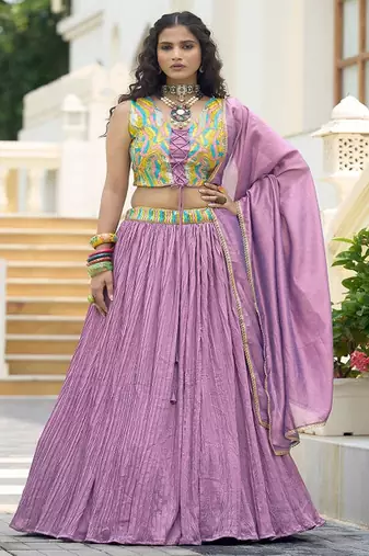Emroidered Thread Work Ready To Wear Lehenga & Unstitched Blouse With Dupatta