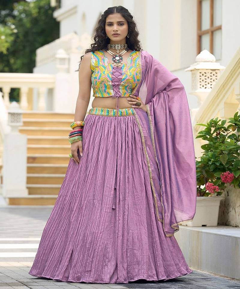 Emroidered Thread Work Ready To Wear Lehenga & Unstitched Blouse With Dupatta