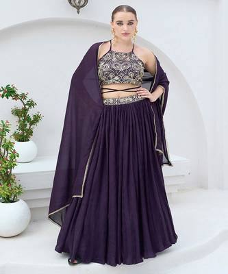 Emroidered Thread Work Ready To Wear Lehenga & Unstitched Blouse With Dupatta 1