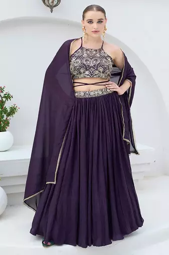 Emroidered Thread Work Ready To Wear Lehenga & Unstitched Blouse With Dupatta