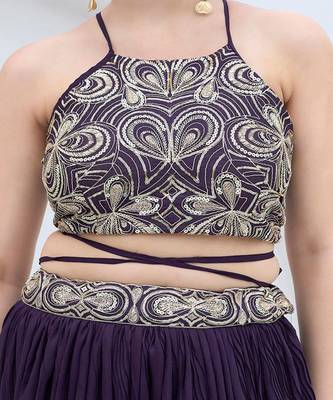 Emroidered Thread Work Ready To Wear Lehenga & Unstitched Blouse With Dupatta 2