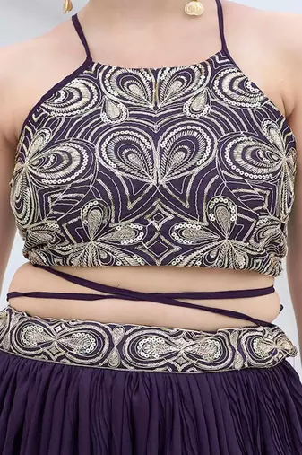 Emroidered Thread Work Ready To Wear Lehenga & Unstitched Blouse With Dupatta