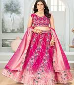 Embellished Semi Stitched Chinon Lehenga & Unstitched Blouse With Dupatta
