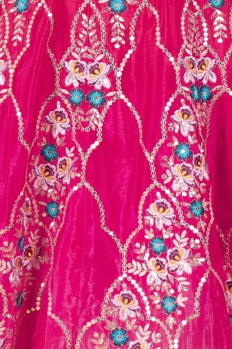 Embellished Semi Stitched Chinon Lehenga & Unstitched Blouse With Dupatta