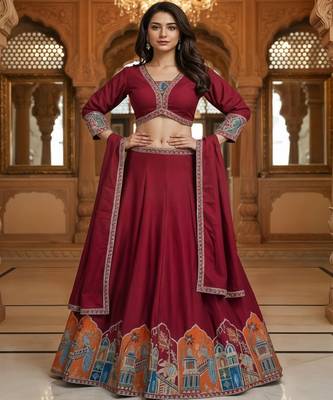 Embroidered Lehenga Choli With Dupatta 1