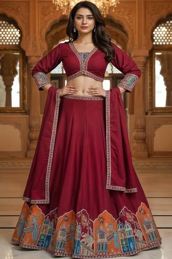 Embroidered Lehenga Choli With Dupatta