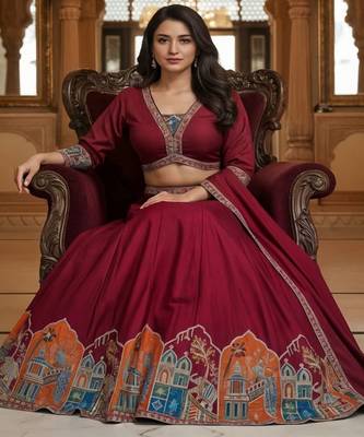 Embroidered Lehenga Choli With Dupatta 2