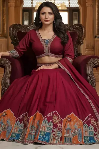 Embroidered Lehenga Choli With Dupatta