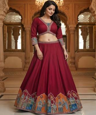 Embroidered Lehenga Choli With Dupatta 3