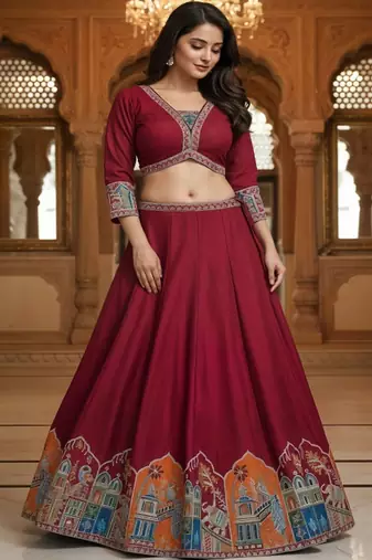 Embroidered Lehenga Choli With Dupatta