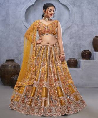 Embellished Sequinned Semi Stitched Lehenga & Unstitched Blouse With Dupatta 1
