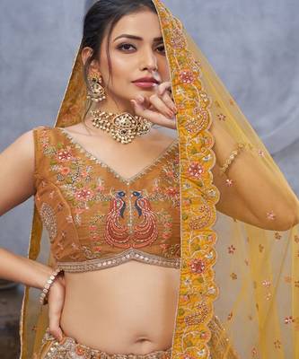 Embellished Sequinned Semi Stitched Lehenga & Unstitched Blouse With Dupatta 2
