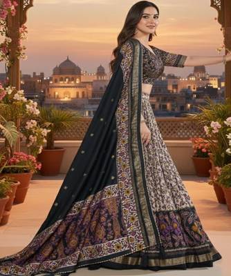 Printed Kalamkari Ready to Wear Lehenga & Unstitched Blouse With Dupatta 3