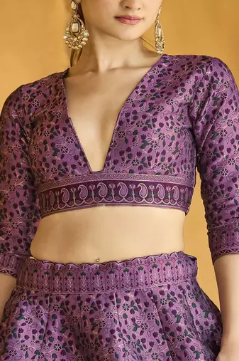 Woven Design Art Silk Lehenga & Unstitched Blouse With Dupatta