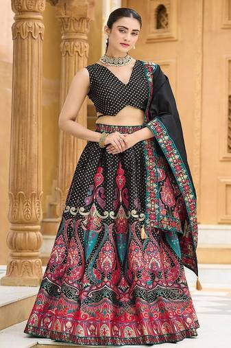 Woven Design Jacquard Ready To Wear Lehenga & Unstitched Blouse With Dupatta