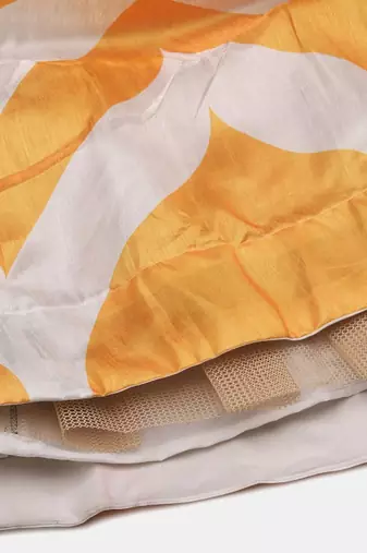 Yellow & White Semi Stitched Lehenga & Unstitched Blouse With Dupatta