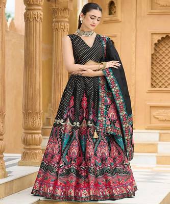Woven Design Jacquard Ready To Wear Lehenga & Unstitched Blouse With Dupatta 3