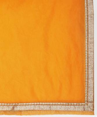 Yellow & White Semi Stitched Lehenga & Unstitched Blouse With Dupatta 4
