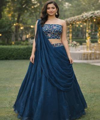 Embroidered Sequinned Ready to Wear Lehenga & Unstitched Blouse With Dupatta 1