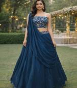 Embroidered Sequinned Ready to Wear Lehenga & Unstitched Blouse With Dupatta