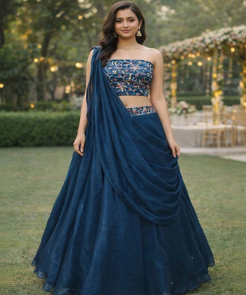 Embroidered Sequinned Ready to Wear Lehenga & Unstitched Blouse With Dupatta