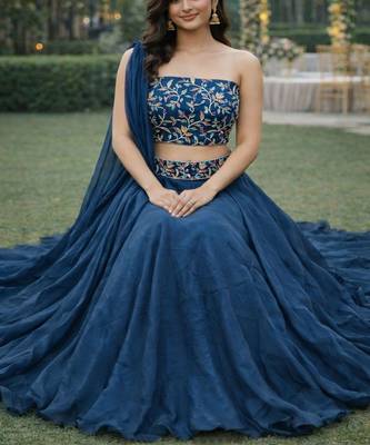 Embroidered Sequinned Ready to Wear Lehenga & Unstitched Blouse With Dupatta 4