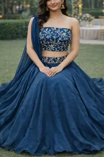 Embroidered Sequinned Ready to Wear Lehenga & Unstitched Blouse With Dupatta