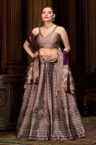 Woven Design Art Silk Lehenga & Unstitched Blouse With Dupatta