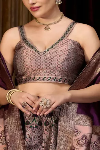 Woven Design Art Silk Lehenga & Unstitched Blouse With Dupatta