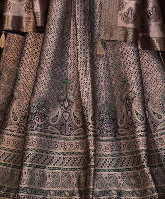 Woven Design Art Silk Lehenga & Unstitched Blouse With Dupatta 3