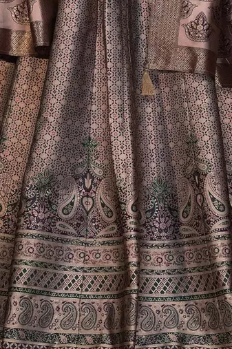 Woven Design Art Silk Lehenga & Unstitched Blouse With Dupatta
