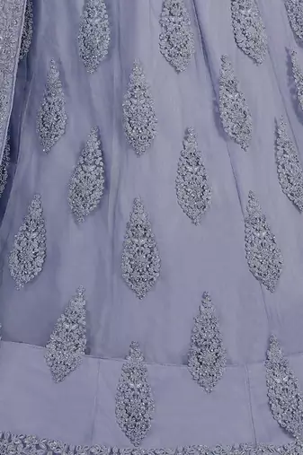 Embroidered Beads and Stones Soft Net Semi Stitched Lehenga & Blouse With Dupatta