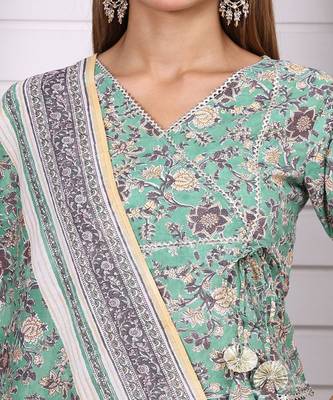 Floral Printed Pure Cotton Ready to Wear Lehenga & Blouse With Dupatta 2