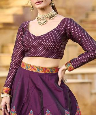 Woven Design Jacquard Ready To Wear Lehenga & Unstitched Blouse With Dupatta 2